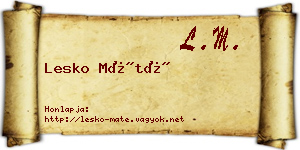 Lesko Máté névjegykártya